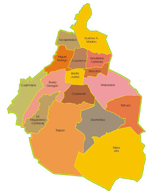 Carte des arrondissements de Mexico