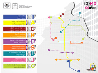 Carte du reseau de trolleybus de Mexico