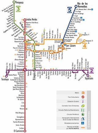 Carte du reseau de metrobus de Mexico
